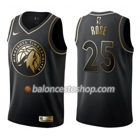 Camiseta Hombre NBA Minnesota Timberwolves Derrick Rose 25 Nike Negro Golden Edition Swingman